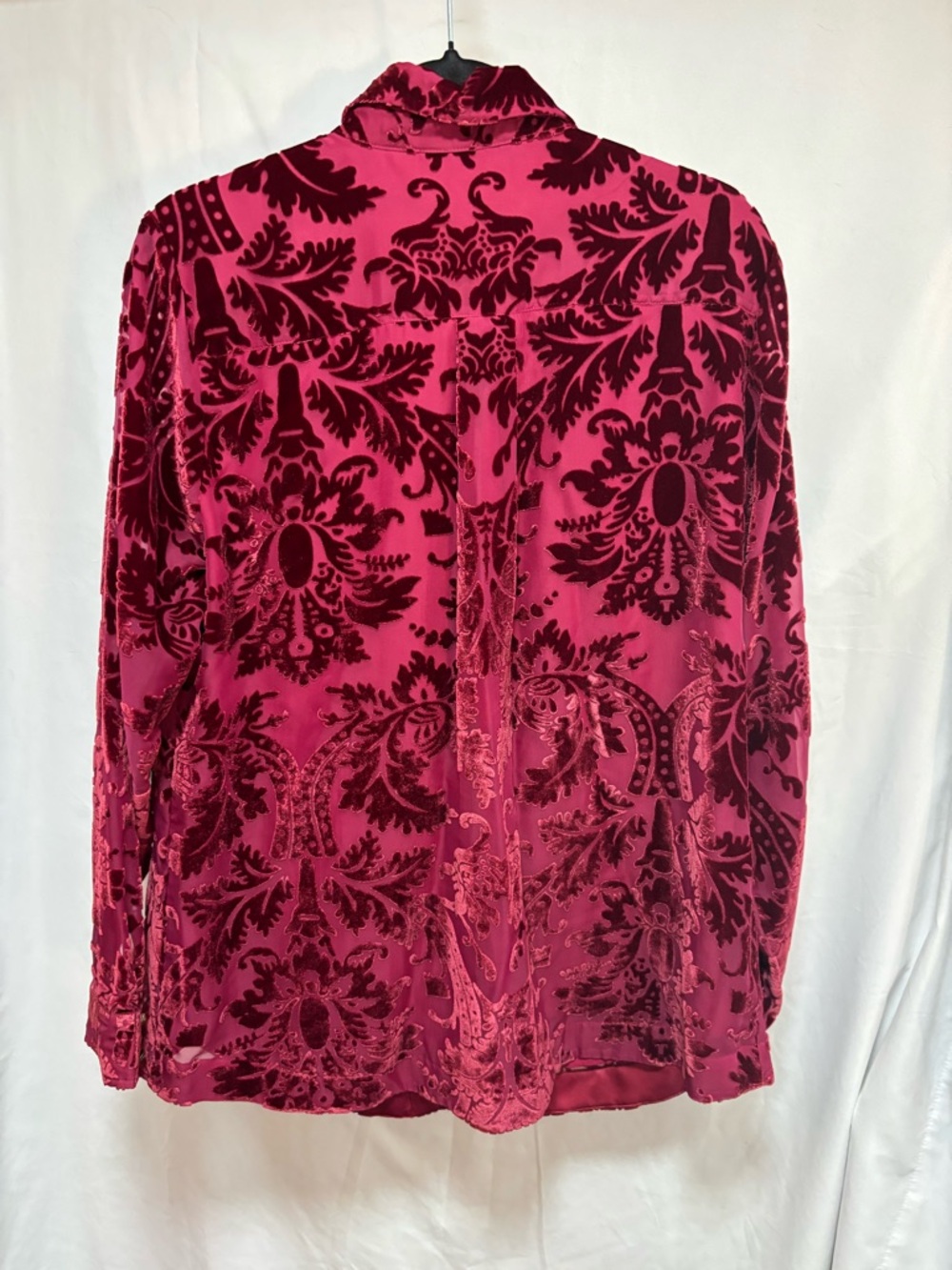 Soft Surroundings burgundy Velvet Burnout Button-Up Shirt Large - Picture 3 of 7